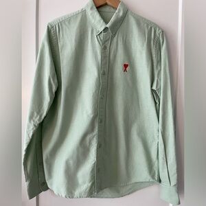 Men’s AMI Long-Sleeve Shirt Size Small/37 Green